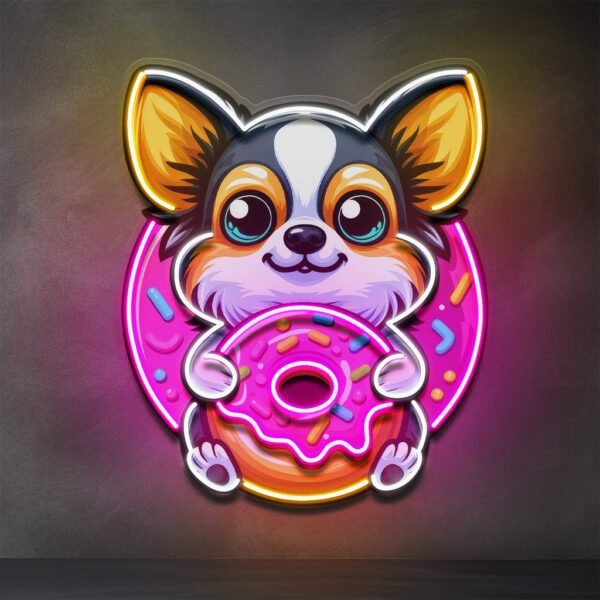 Cute Dog Eating Donut LED Neon Sign Light Pop Art