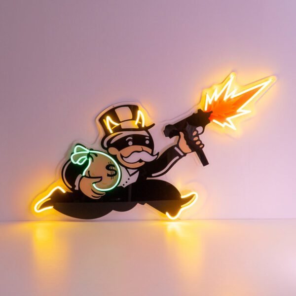 Violent Monopoly Gun Led Neon Acrylic Artwork  (6)