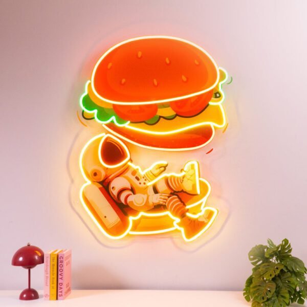 Astronaut and Burger Led Neon Acrylic Artwork