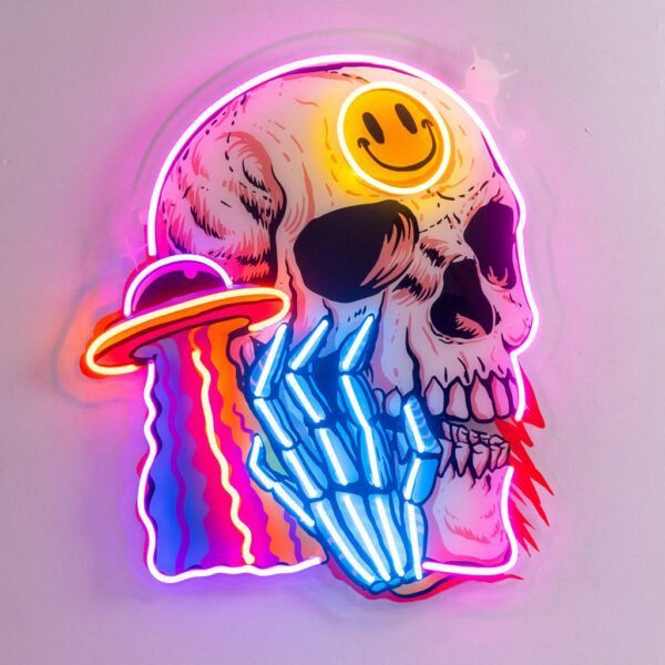 UFO Skull Vibe LED Neon Sign Light Pop Art