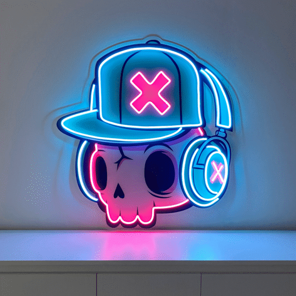 Skull and Headphones Led Neon Acrylic Artwork