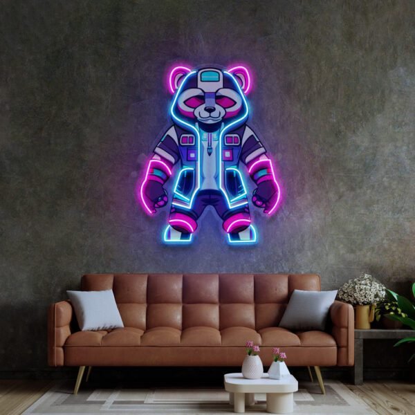 Cyborg Panda LED Neon Sign Light Pop Art