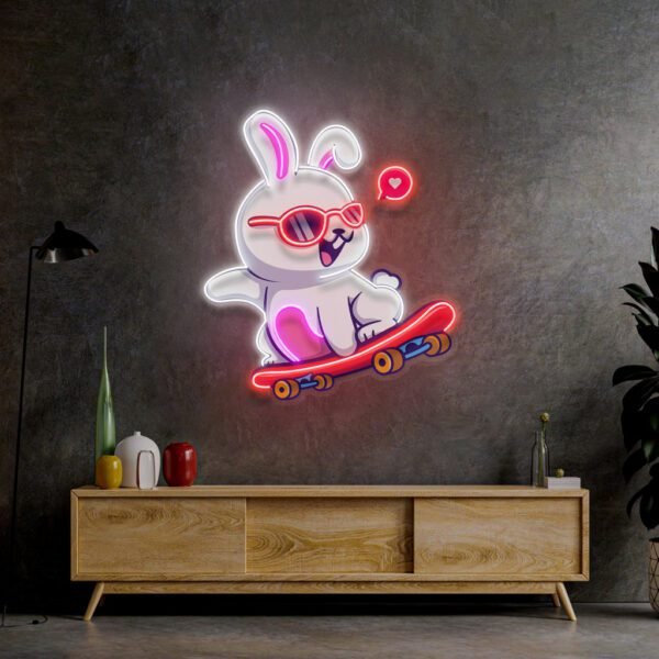 Rabbit Patin LED Neon Sign Light Pop Art